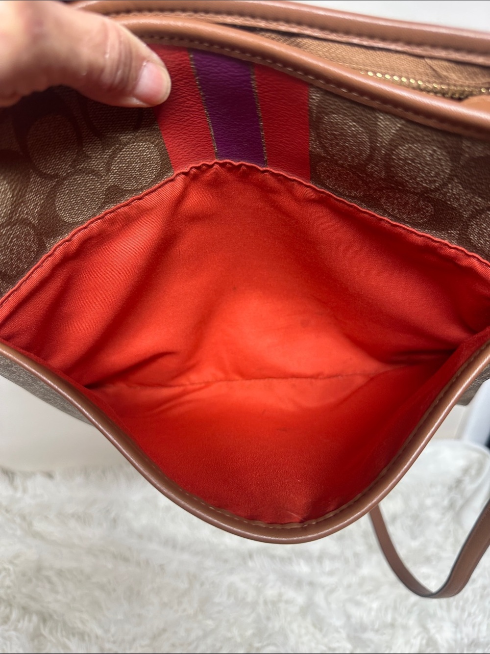 Coach Varsity Stripe Large File Rowan Crossbody Bag Purse - Picture 8 of 15